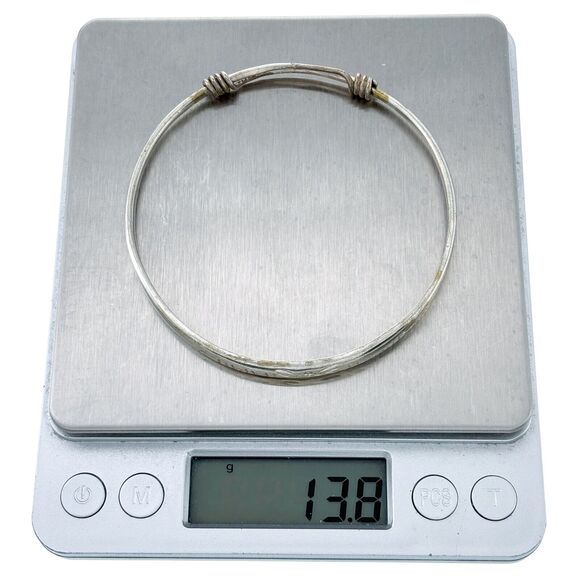 Vintage Sterling Silver 925 Etched Floral Adjustable Bracelet 8.25" - Picture 6 of 6